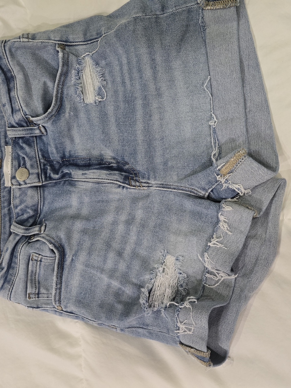 Light Blue Distressed Women’s Denim Shorts